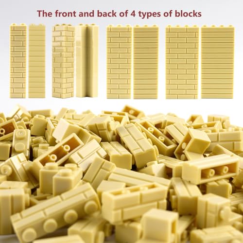 Wall Masonry Profile Bricks Parts: 340 PCS Classic Wall Accessories Building Block(Beige) - color: Beige