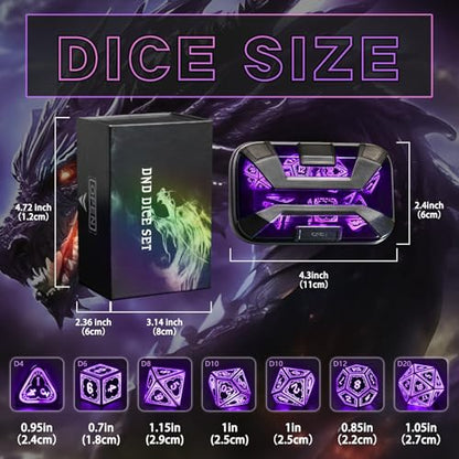 Light up LED DND Dice Set Rechargeable for Gift Dungeons and Dragon RPG | FONVGOGO D and D Glow in the Dark Dice with Charging Box for Tabletop Games, TTRPG, Dice Enthusiasts Collectors, DND Campaign - color: Astral Shard Purple