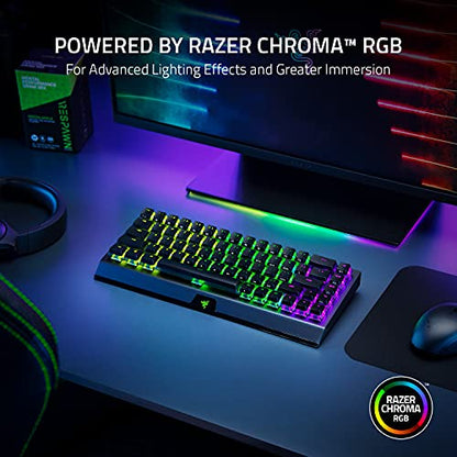Razer Doubleshot PBT Keycap + BlackWidow V3 Mini HyperSpeed 65% Wireless Mechanical Gaming Keyboard: Yellow Mechanical Switches Linear & Silent - Phantom Pudding Keycaps - color: Yellow Switches - Linear & Silent, size: BlackWidow V3 Mini - Phantom Editio