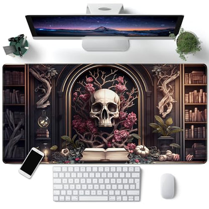 CYZFF Gothic Large Mouse Pad XXL Desk Pad Gaming Mousepad Extended Keyboard Mat 31.5 x 15.7 in Black Fabric with Lycra Surface and Rubber Base - color: A Goth Black