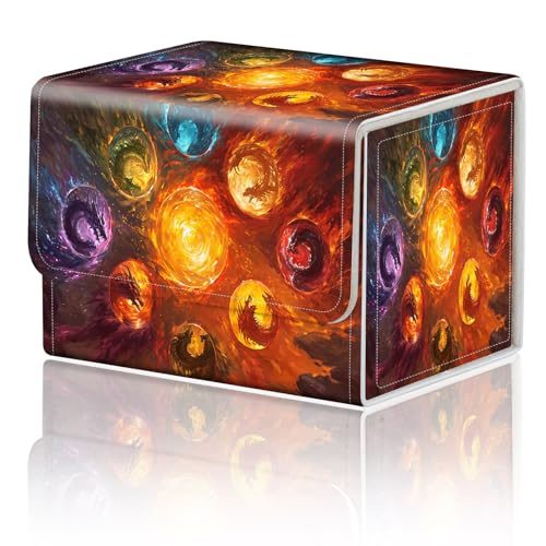 Card Game Storage Box TCG Deck Box MTG Card Box Organizer Trading Card Case Commander Deck Box TCG Card Storage Box Magnetic Closure Creative Pattern Up to 200 Cards, Colorful Monster Eggs - color: Colorful Monster Eggs
