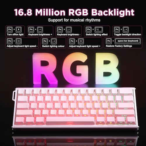 Alux60 Gaming Keyboard Wired, Hall Effect Magnetic Switch Aluminum Mechanical Keyboard, 8K Polling Rate, 0.125ms Ultra-Low Latency, 128K Scan Rate, Side Printed PBT Keycaps, RGB Backlit（Pink） - color: Pink