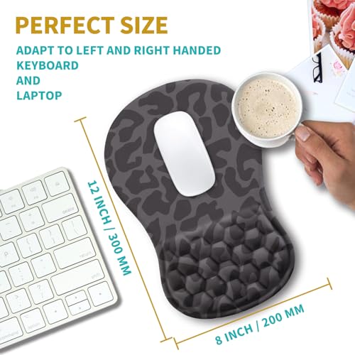 Hokafenle Ergonomic Mouse Pad Wrist Support, Wrist Rest Mousepad for Carpal Tunnel Pain Relief with Integrated Memory Foam Slope Massage Bulge (11.8x7.9 inch,Black Leopard - color: KM20-Black Leopard