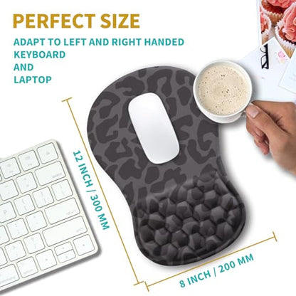 Hokafenle Ergonomic Mouse Pad Wrist Support, Wrist Rest Mousepad for Carpal Tunnel Pain Relief with Integrated Memory Foam Slope Massage Bulge (11.8x7.9 inch,Black Leopard - color: KM20-Black Leopard