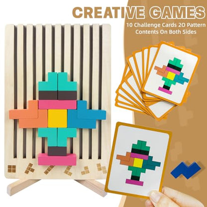 Wooden Stacking Puzzle Toy,3D Wooden Montessori Puzzles Toy,Giant Russian Block Game,Puzzle Board for Kids Jigsaw Puzzle Toddlers Brain Teasers for Kids 5-7 8-12 Years