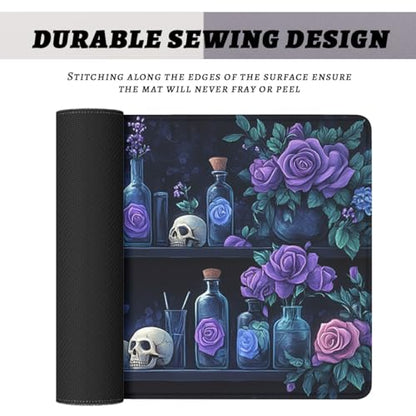 Bookshelf Gaming Mouse Pad Purple Roses Gothic Fantasy Potion Extended Mousepad Waterproof Stitched Edges Rubber Base Non-Slip Deskmap Computer Keyboard Mat 31.5x11.8 Inch - color: Bookshelf_06, size: 31.5L x 11.8W inches
