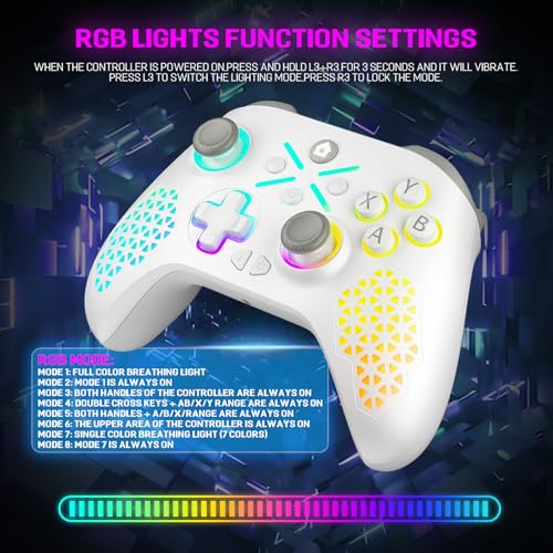 LENISUOLE for Xbox Controller, RGB Light, Macro & Turbo Function, Compatible with Xbox Series X|S, Xbox One & PC, Dual Vibration, 3.5mm Audio Jack, 2.4GHz Adapter - color: Soft White