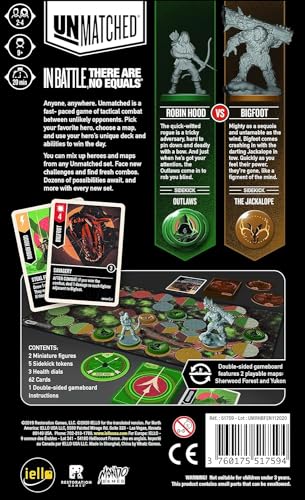 IELLO | Unmatched - Robin Hood vs Big Foot | Card Game | Ages 9+ | 2 Players | 20 mins Minutes Playing Time
