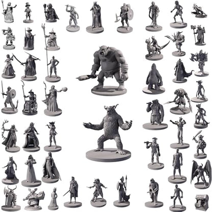 Path Gaming 50 Unique Miniatures Fantasy Tabletop RPG Figures for Dungeons and Dragons, Pathfinder Roleplaying Games, Bulk Unpainted, Great for D&D