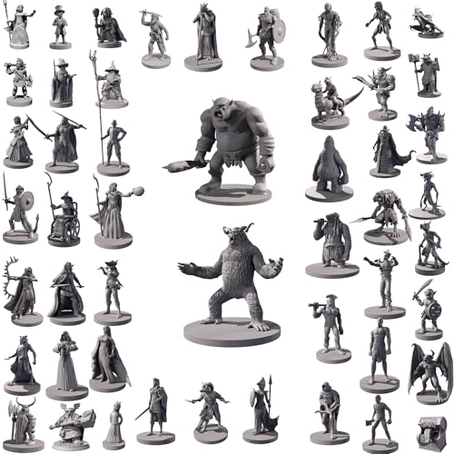 Path Gaming 50 Unique Miniatures Fantasy Tabletop RPG Figures for Dungeons and Dragons, Pathfinder Roleplaying Games, Bulk Unpainted, Great for D&D