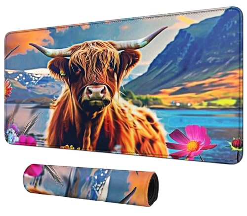 Highland Cow for MTG & TCG Playmat Mouse Pad, 24"" x 14"" Game Mat for MTG/RPG/CCG Trading Card Game Playmats Table Mat Perfect for Card Games Video Games Computer Office, 60*35cm - color: Highland Cow, size: 60*35cm