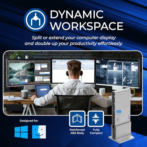 OREI DisplayLink Docking Station 3 Monitors – 3X 4K@60Hz HDMI – 6X USB (4X USB 3.0), Gigabit Ethernet, 100W PD, AUX – Triple Monitor Docking Station with Win & Mac Support | OREI DisplayLink Docking Station 3 Monitors – 3X 4K@60Hz HDMI – 6X USB (4X USB 3.