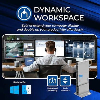 OREI DisplayLink Docking Station 3 Monitors – 3X 4K@60Hz HDMI – 6X USB (4X USB 3.0), Gigabit Ethernet, 100W PD, AUX – Triple Monitor Docking Station with Win & Mac Support | OREI DisplayLink Docking Station 3 Monitors – 3X 4K@60Hz HDMI – 6X USB (4X USB 3.