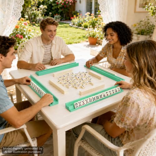 5Pcs Mahjong Racks with Pushers Wooden American Mahjong Tile Pushers and Racks Set with Mah Jong Rack Drawstring Bag Mah jong Accessories for Players Gifts Home Game Night Party Supplies (Light Green) - color: Light Green