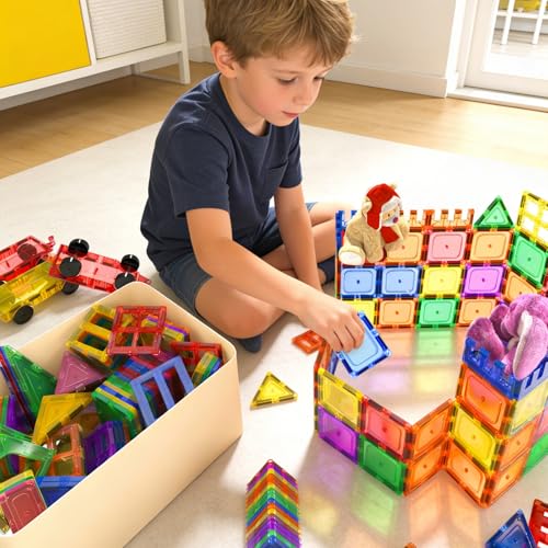 Coodoo Magnetic Tiles Kids Toys STEM Magnet Toy for Toddler Magnetic Blocks Building Preschool Learning Sensory Montessori Toys for 3+ Year Old Boys and Girls, Safe Creativity Toddler Kids Toy 40PCS
