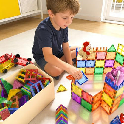 Coodoo Magnetic Tiles Kids Toys STEM Magnet Toy for Toddler Magnetic Blocks Building Preschool Learning Sensory Montessori Toys for 3+ Year Old Boys and Girls, Safe Creativity Toddler Kids Toy 40PCS