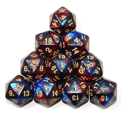 SmartDealsPro 10-Pack 20 Sided Dice D20 Polyhedral Dice for DND RPG MTG Table Game(Blue-Red) - color: Blue-red