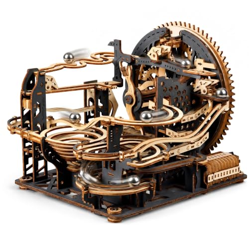 3D Wooden Puzzle for Adults, Marble Run Mechanical Model Kit with Gear Driven Ball Track, DIY Wooden Building Set, Brain Teaser STEM Craft Gift for Men, Women and Puzzle Lovers - color: Zxm-520-362pcs