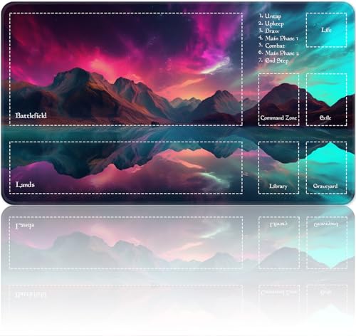 Playmat for MTG Magic Size 24x14 Inch Game Mats Tabletop Magic Play Mats,Premium Smooth Rubber Surface, Mousepad Compatible Qindaiwen for MTG RPG CCG Trading Card Game Play mats, Colorful Purple Sky - color: Colorful Purple Sky, size: playmat with zones