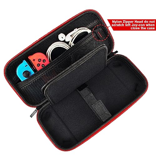 daydayup Switch Carrying Case Compatible with Nintendo Switch/Switch OLED, with 20 Games Cartridges Protective Hard Shell Travel Carrying Pouch DS Case - color: Red, size: 2017-Inch