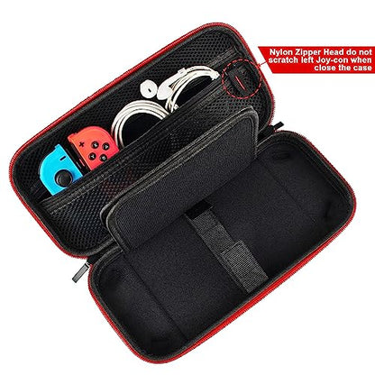 daydayup Switch Carrying Case Compatible with Nintendo Switch/Switch OLED, with 20 Games Cartridges Protective Hard Shell Travel Carrying Pouch DS Case - color: Red, size: 2017-Inch