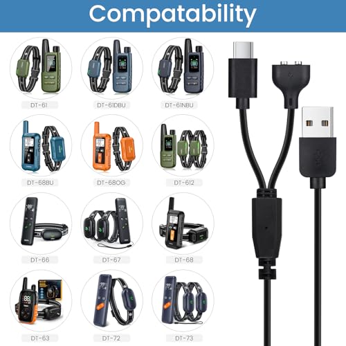 2-Pack Dog Shock Collar Charger Cord Replacement for Jugbow Training Collar, 2-in-1 Magnetic and USB C Charging Cable - size: 3 ft cable without adapter