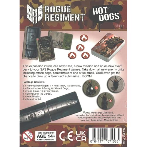Word Forge Games: SAS Rogue Regiment - Hot Dogs Expansion - Strategy Board Game, WWII Stealth Action, Military Theme, Ages 14+, 1-4 Players, 60 Min - style: Hot Dogs