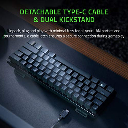 Razer Huntsman Mini 60% Gaming Keyboard: Clicky Optical Switches - Aluminum Top Frame - Chroma RGB Lighting - PBT Keycaps - Onboard Memory - Snap Tap - Black