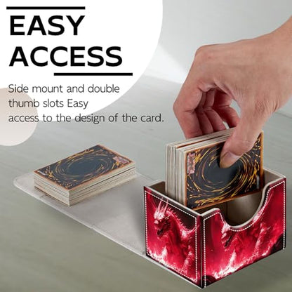 Trading Card Storage Box, Holds 100+ for MTG Cards, PU Leather with Magnetic Closure, Red Dragon in Fiery Lava Durable Deck Box for Magic the Gathering, Trading Card Games - color: Red Dragon in Fiery Lava