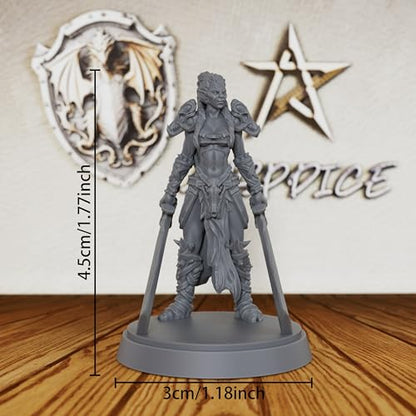 Fantasy Warrior Figure for DND Campaigns - Unpainted 28mm Barbarian Chieftain Miniature for Tabletop RPG, TRPG Battles & Army Building - Hand-Paint Ready Hero Model-AS130