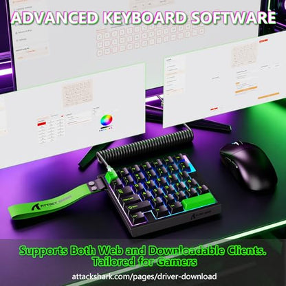 ATTACK SHARK M36 HE One-Handed Magnetic Switch Keyboard, 8000Hz Polling, Hot-Swappable, High-Precision 0.01mm, 36 Keys Wired Keypad with RGB Backlit, C01 Ultra Led Aviator Cable-Green - color: Fluorescent Green