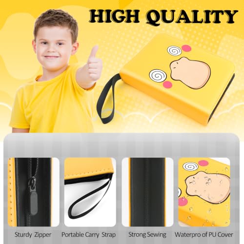 4 Pockets Trading Card Binder, 400 Card Holders with 50 Removable Sleeves, Portable Card Binder Album with zipper, Card holder Book for Game, Sport Collection (Dark yellow) - color: Dark yellow