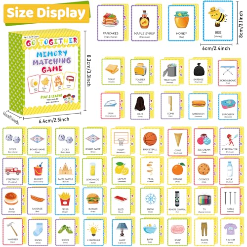 gisgfim 100 PCS Go Together Memory Matching Game Associations Learning Flashcards Educational Vocabulary Sorting Concentration Memory Card for Preschool Ages 3-8 A Fun & Fast Activities Matching Games - style: Go Together