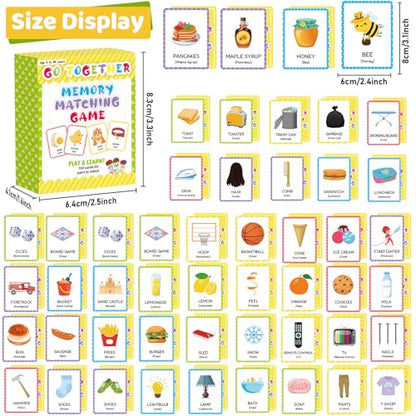 gisgfim 100 PCS Go Together Memory Matching Game Associations Learning Flashcards Educational Vocabulary Sorting Concentration Memory Card for Preschool Ages 3-8 A Fun & Fast Activities Matching Games - style: Go Together