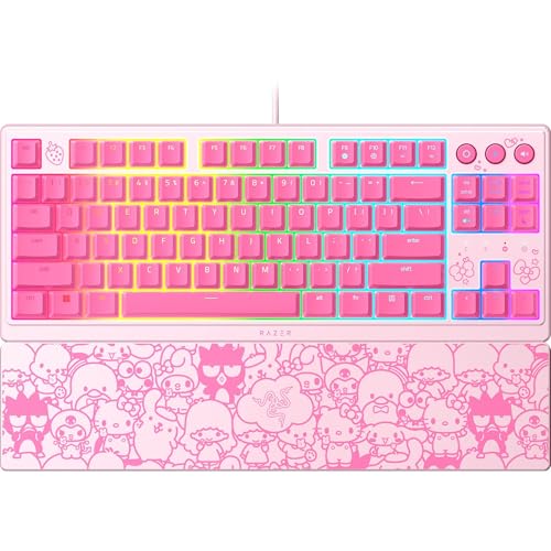 Razer Ornata V3 TKL Gaming Keyboard, Hello Kitty & Friends Edition | Low-Profile Keys, Mecha-Membrane Switches, UV-Coated Keycaps, Backlit Media Keys, 8-Zone RGB Lighting, Magnetic Wrist Wrest - color: Hello Kitty & Friends Edition, size: V3 TKL