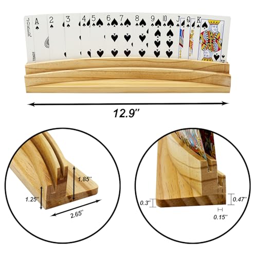 Card Holders for Playing Cards Set of 2 Soild Wood Cards Holders for Kids Seniors Adults, Playing Card Trays/Racks for Bridge Canasta Strategy Foot and Hand - size: set of 2