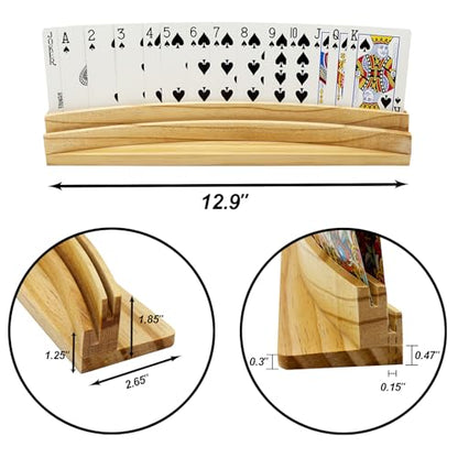 Card Holders for Playing Cards Set of 2 Soild Wood Cards Holders for Kids Seniors Adults, Playing Card Trays/Racks for Bridge Canasta Strategy Foot and Hand - size: set of 2