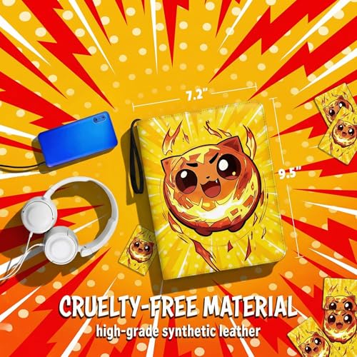 Trading Card Binder Small 4 Pocket,capacity of 400 Cards, 50 Clear Sheets Included, 3 Rings And Zipper, Cards Binder, Collector Binder, Water Proof with Dragon Design (RedFire Ball, Small) - color: RedFire Ball, size: Small