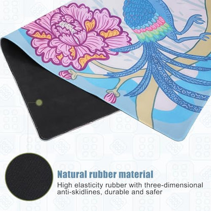 Drydiet Mahjong Mat for Table 31.5 x 31.5 Inch American Mahjong Mat with Carrying Bag, Non-Slip Noise Reduction Table Item for Family Poker Domino Board Game Night & Party Use(Peacock) - style: Peacock