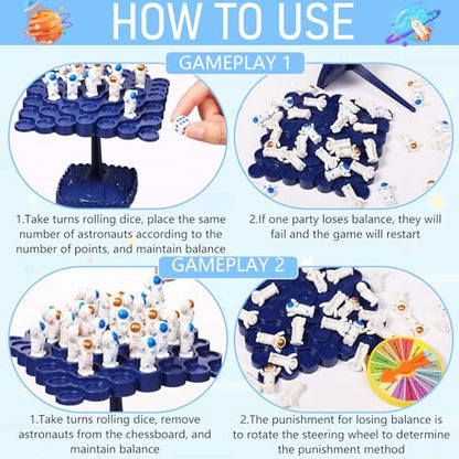 kykake 2 Player Board Games，Balance Game Tree Tabletop Puzzle Game Montessori Toy，Balance Board Game for Birthday Christmas Bulk Astronauts Board Game Board Games for Kids 4,6,8,12（Astronaut） - style: astronaut