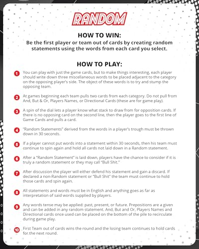 Random Word Board Games for Adults – Fun Family Spinner Party Group Game | Spin, Funny Challenges & Laugh, Creative Wordplay Cards, 2-8 Players, Sharp Thinking, Humor & Strategy for Friends Game Night