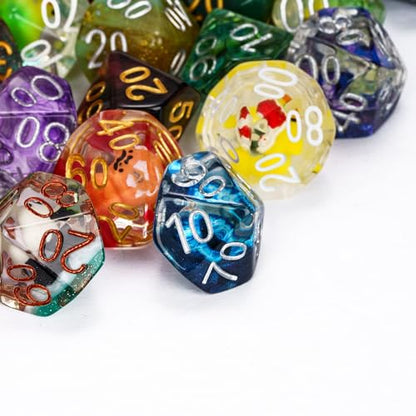 10 Pack Polyhedral Dice Set, Random Color 10 Sided Dice for D&D, DND, Table Games, Role Playing Game - color: 10pcs D00 Random Color