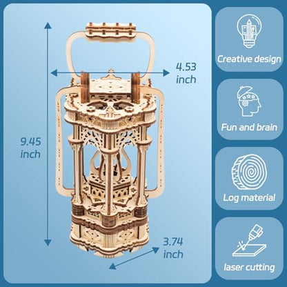 Wooden Luminous Lantern 3D DIY Puzzle | Christmas Gift, For Adults, Building Model Kit - style: Luminous Lantern