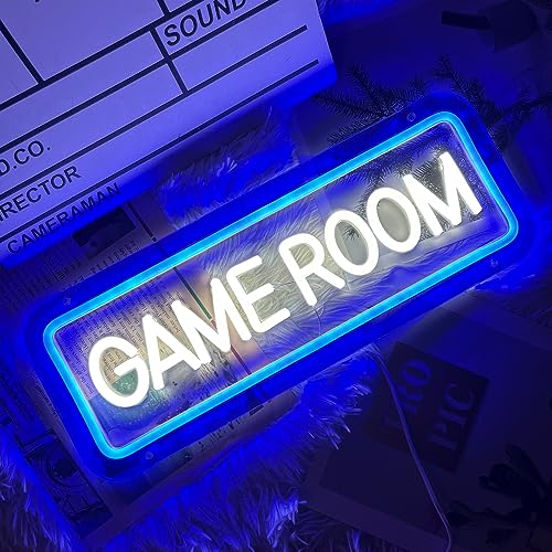 Game Room Neon Sign for Game Wall Decor Led Neon Light with USB Powered Teen Boy Children Bedroom Bar Party Gaming Room Accessories and Decor Neon Signs Custom, 15.7 x 5.9" - color: Game Room Blue