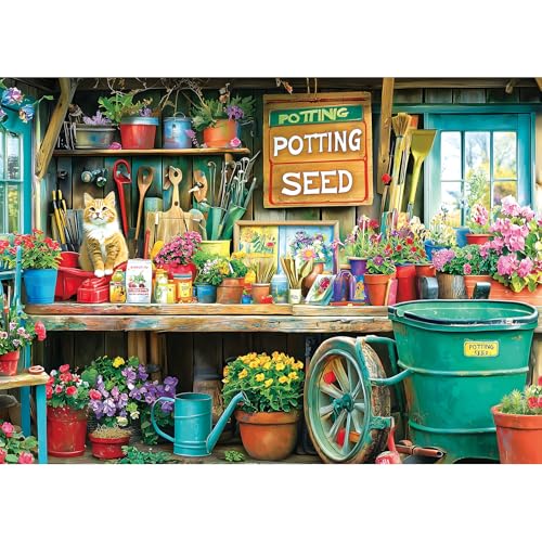 Puzzles for Adults 1000 Pieces, Garden Potting Station - Garden Shed Jigsaw Puzzle for Family Fun Decoration, Gifts, Party Game, Finished Size 27.5" x 19.7" - color: Color-garden Potting Station, size: 27.5" X 19.7"