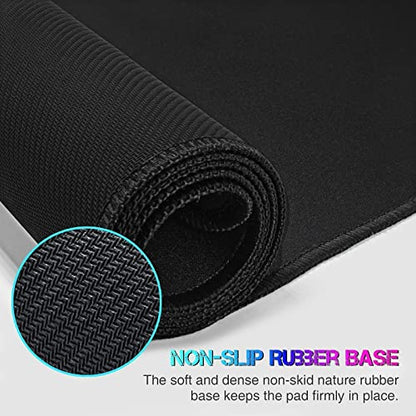 ETZ Extended Gaming Mouse Pad, 31.5 x 11.8 inch Large Black Desk Mat | Stitched Edges, Non-Slip Natural Rubber Base, Washable Surface, Keyboard Support, Home Office Accessory, Durable, 3mm Thick - color: Black