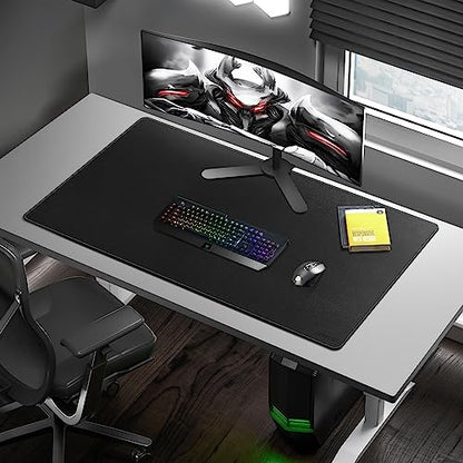 CENNBIE Leather Desk Mat Large, 43.6" x 23.6" Extended Mouse Pad (Black) | Premium stitched edges resist wear. Easy to clean. Protects desk from spills, stains ,scratches. Smooth glide. Office & home. - color: Black, size: 23.6" x 43.6"