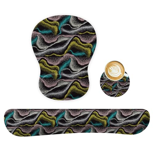 Wrist Rest Support for Mouse Pad Keyboard Set Circle Coaster Gaming Mouse Pad Ergonomic Gel Memory Foam Set for Computer, Laptop, Office, Pain Relief, Comfortably Typing New KM-41 - color: Km-41