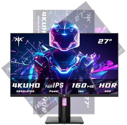 KTC 27 Inch 4K 160Hz Gaming Monitor, UHD Fast IPS, H27P22S | Adaptive Sync, 1MS, HDR400, Tilt/Height/Pivot Adjustable, 132% sRGB, HDMI, VESA - color: Black, size: 27 inch