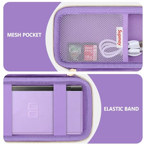 Supmay Hard Carrying Case Compatible with Nintendo DS Lite NDSL, Gameboy Advance Games Storage Holder Travel Bag with Mesh Pocket for USB Charging Cable, Stylus, Earphones, Game Cartridge, Purple - color: Purple Cube